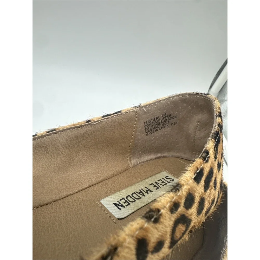 Steve Madden Womens Calf Hair Leopard Print Slip On Loafers size 7